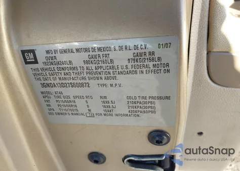 2007 Chevrolet Hhr Ls from USA, damaged, VIN 3GNDA13D27S600872